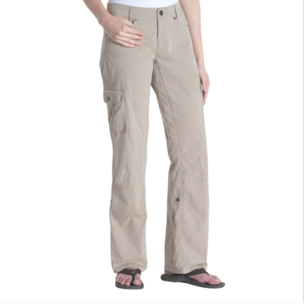 Kuhl Splash Tan Cargo Hiking Pants Roll Up Hem Ankle Women's Size 8 Regular - Picture 14 of 15